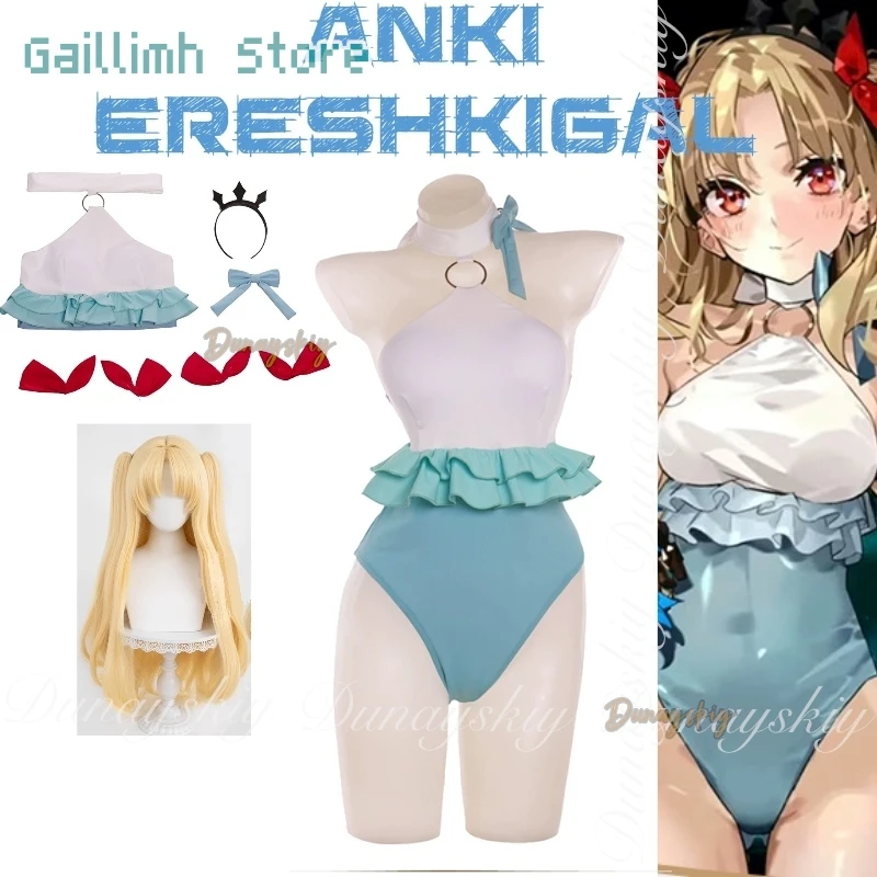 

Игра Anki Ereshkigal Косплей с купальником Fate/Grand Order FGO с желтым двойным хвостиком Парик Косплей Костюм Полный костюм