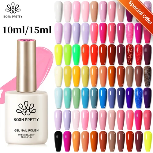 BORN PRETTY-esmalte de uñas de Gel, color gelatina, color nude, rosa y rojo, semipermanente, diseño de barniz LED UV, 6/7/10/15ml, suministros para uñas