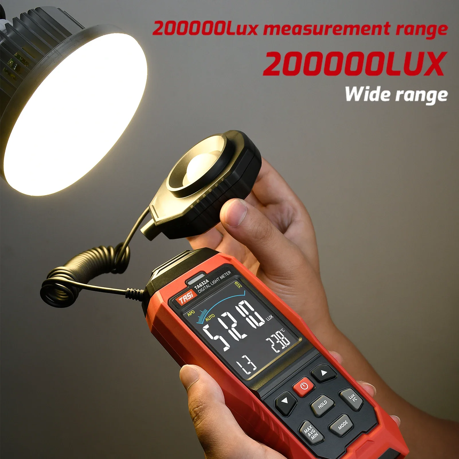 

TA632A LCD Digital Light Meter Digital Lux Meter Handheld Illuminometer Luminometer Photometer Luxmeter Light Meter 0-200000 Lux