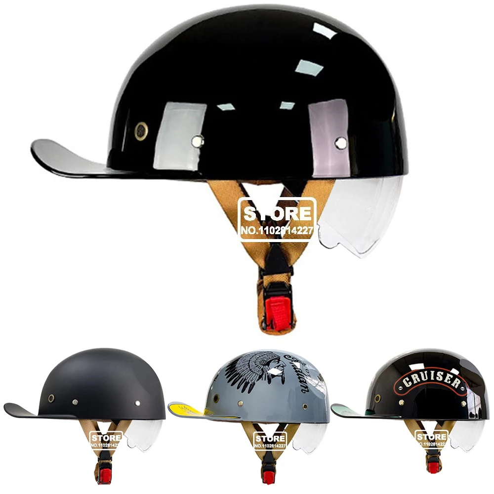 

Men Retro Motorcycle Helmet Women Baseball Cap Half Helmet Riding Racing Moto Helmet DOT Certification Protection Cap Vintage