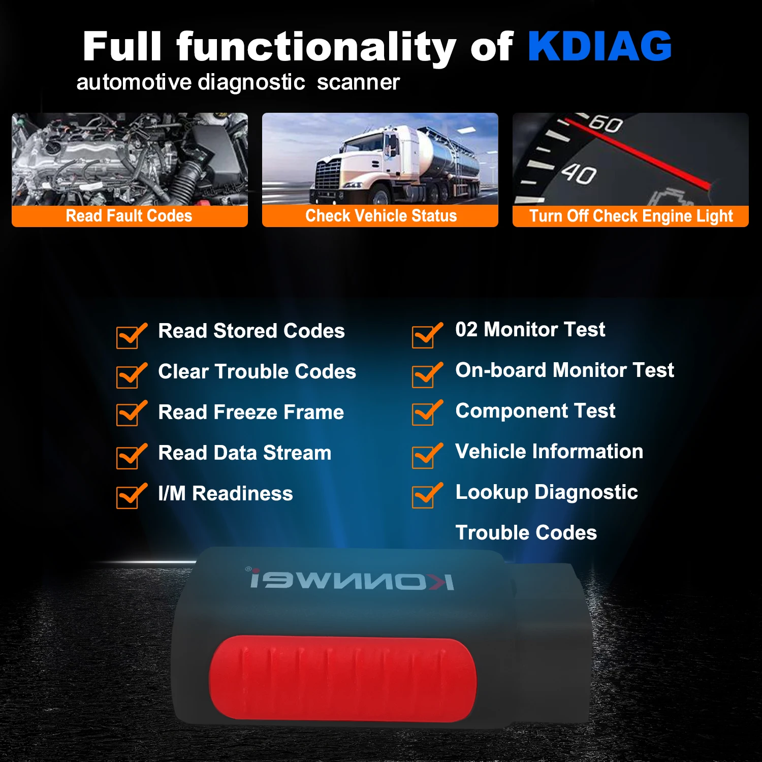 KONNWEI KDIAG MINI 2024 Full System Auto Scanner Reset SAS EPB Service ECU Programmer OBD OBD2 Car Diagnostic Tool pk Thinkdiag