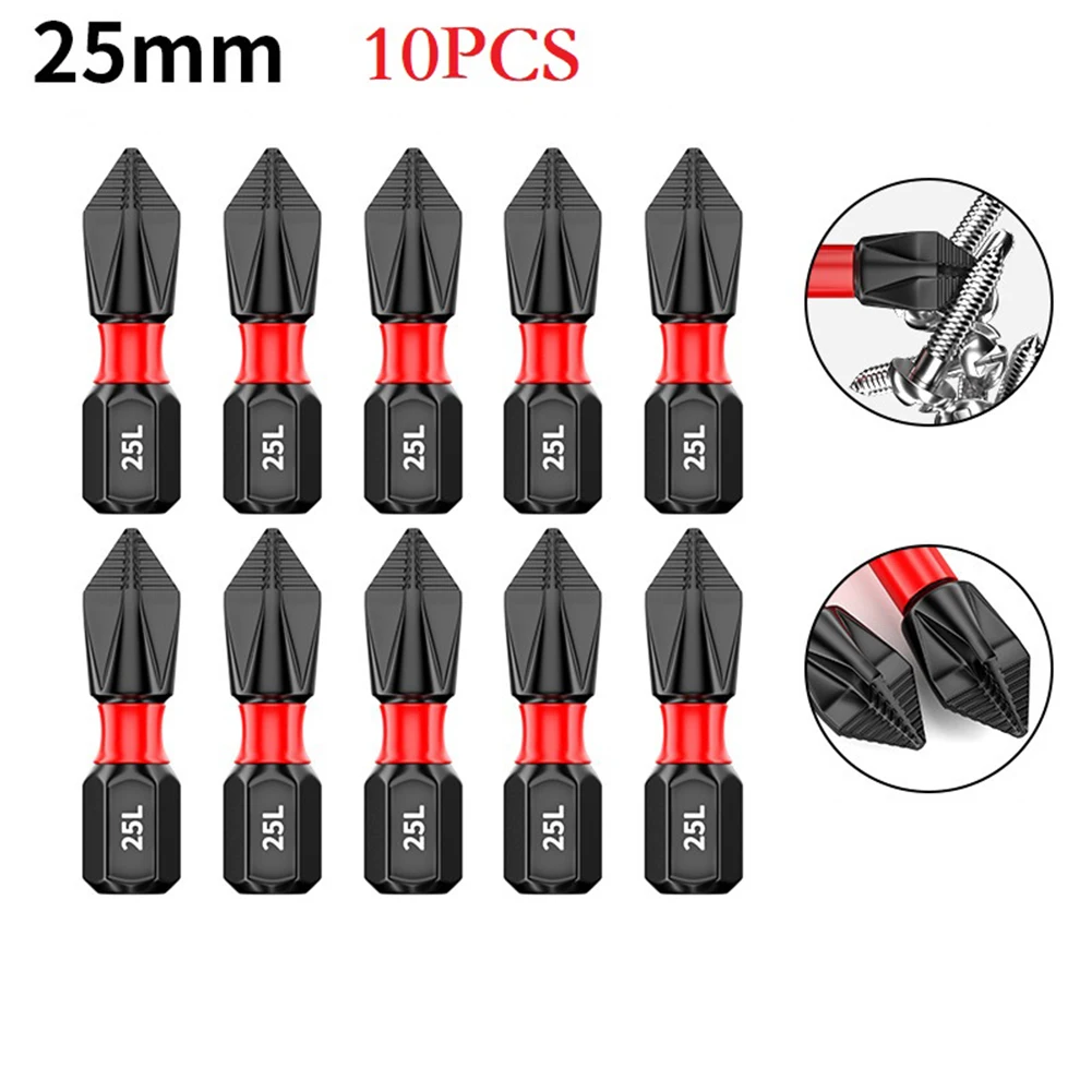 10 Pack Screwdriver Bit Set Alloy Steel Mm Total Length Standard And Versatility Applications For Home Assembly
