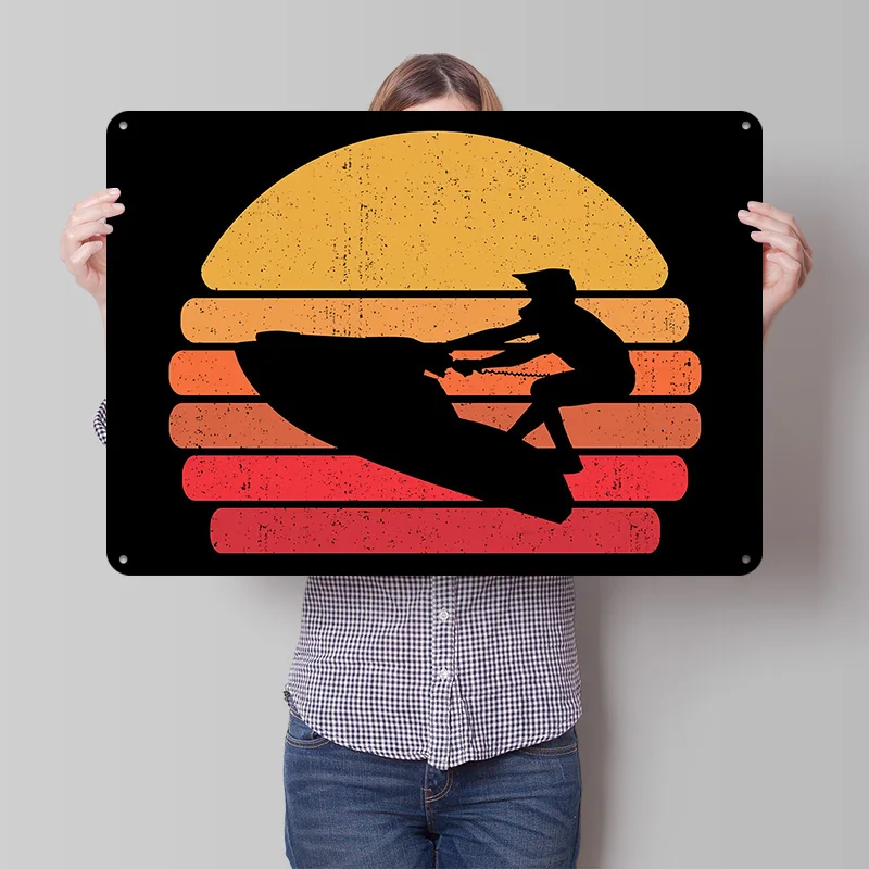 Jet Ski Poster Retro 3D Printed Metal Signs Customized Wall Hanging Gift for Garage Accessories Tin Sign Wand Deko Vintage Decor