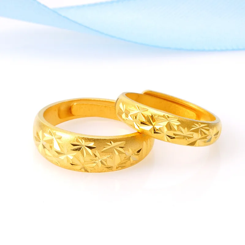 

Pure 14k Yellow Gold Plated Ring for Couple Ring Birthday Gold Open Ring Gypsophila Romance Jewelry Finger Rings Gift Not Fade