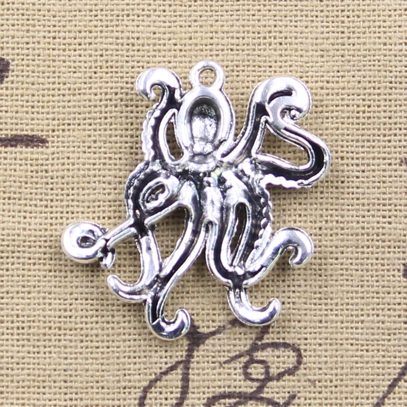 6pcs Charms Octopus Oceans Squid 34x29mm Antique Silver Color Pendants DIY Crafts Making Findings Handmade Tibetan Jewelry