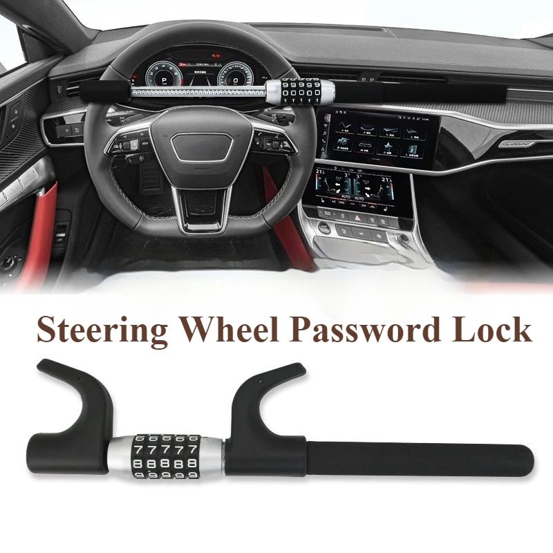 Universal Car Steering Wheel Lock Steering Wheels Anti-theft Password Lock Adjustable Foldable Safety Locks Cars Accessories