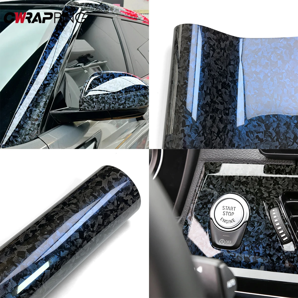 

Carbon Fiber Film Glossy Black Car Body Film Forged Carbon Fiber Wrap Film Self Adhesive Stickers for Motorcycle Car Accessories