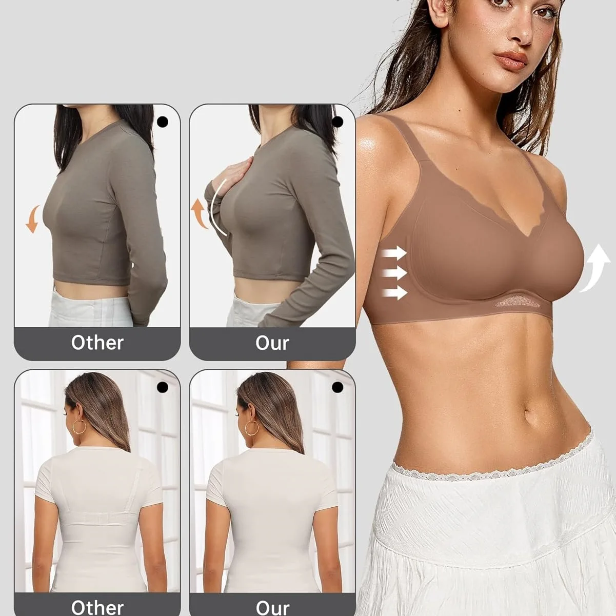 Women’s Wireless Bras Push Up Bralettes No Und Full Cup Thin Mold Comfortable and Breathable Seamless Bra Everyday Comfort Bra image 6