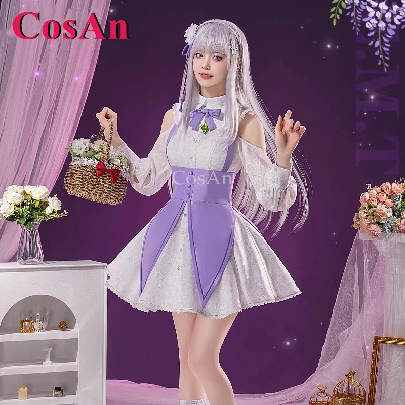 

CosAn Anime Re:Life In A Different World From Zero Emilia Cosplay Costumes Palgantong Dress Halloween Party Role Play Clothing