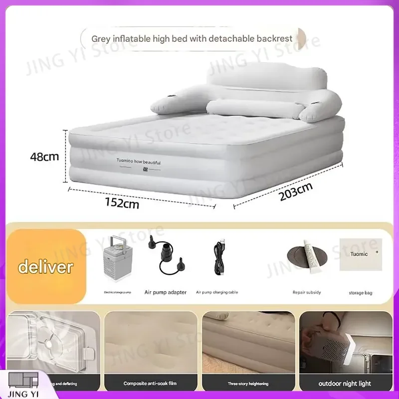 Automatic Inflatable Sleeping Mat for 1-2 Persons Outdoor Camping Bed with Built-in Pump Thickened Air Mattress Portable