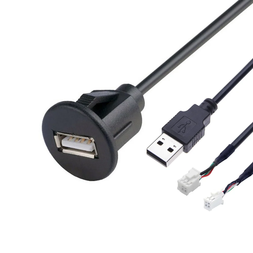 4 6 Pin Car USB Female Dash Board Mount Panel Extension Cable Adapter for Android Radio Multimedia Navigation