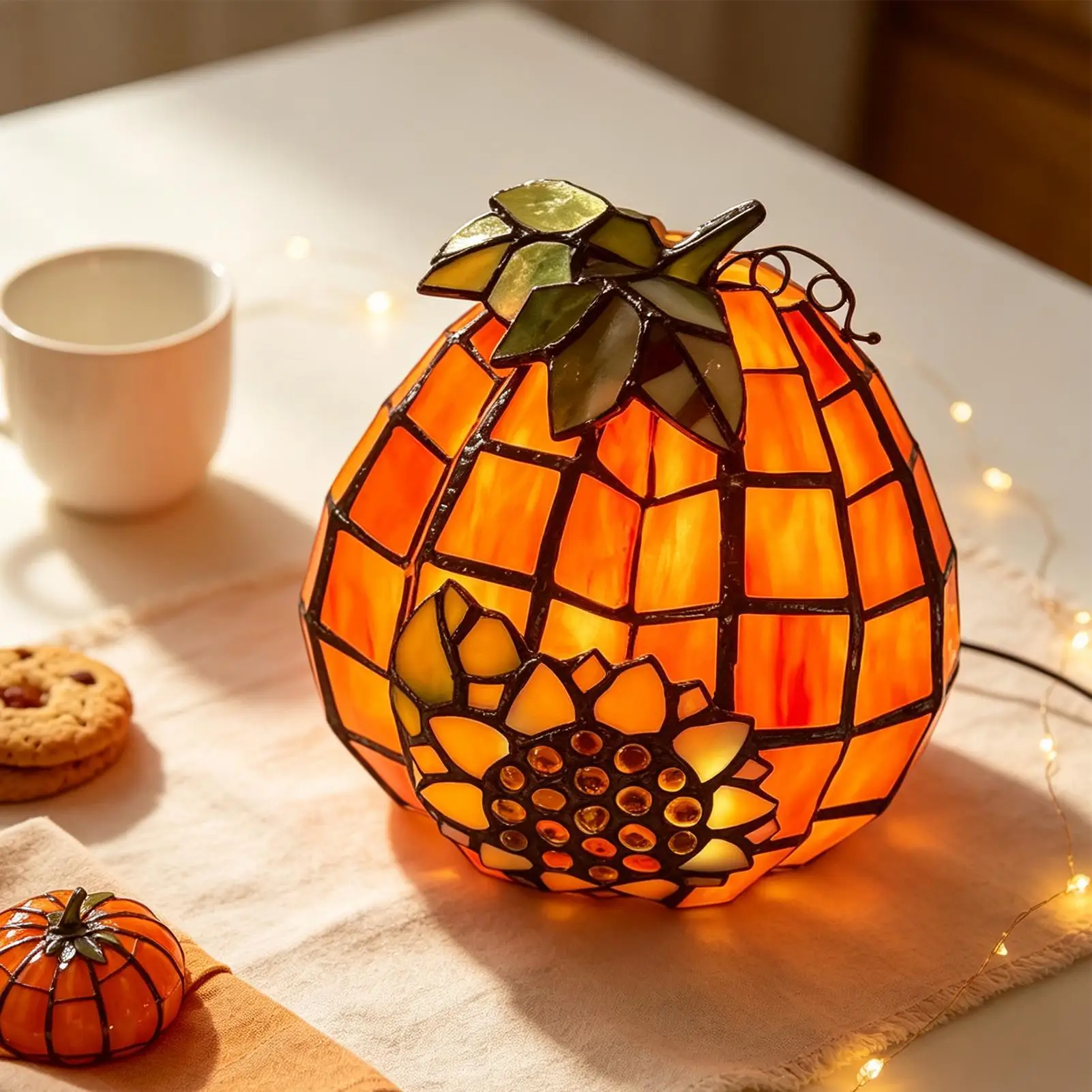 Autumn Painted Resin Pumpkin Lanterns Festive Pumpkin Decorations Halloween Decorative Pumpkin Lights For Party Haunted House