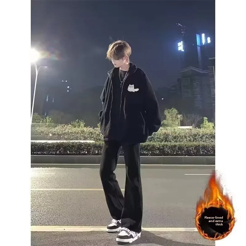 

Bla Men's Denim Jeans High Street Vibe Sle Elastic Slim Straight Tube Pants Autumn Winter Faion Casual Straight Leg Tro...