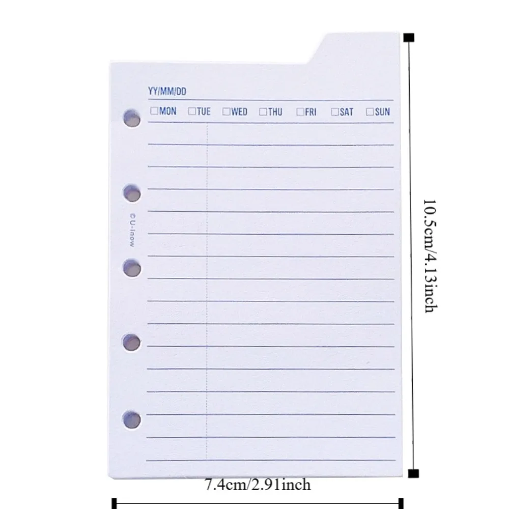 30Sheet Loose-Leaf Notebook Refill Paper Line Grid Index Inside Page Cards M5 Inner Refill Binder Paper Pages Paper Stationery