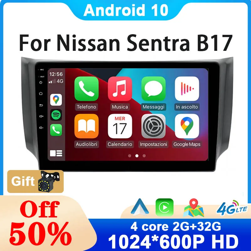 

2024 Update Android Car Radio for Nissan Sylphy B17 Sentra 12 2013 - 2019 Carplay Auto Multimedia Player Navigation WiFi 4G 32G