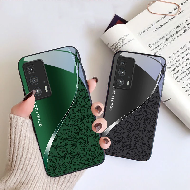 Black curly grass pattern For Motorola Moto Edge 20 Lite 30 Pro 40 Neo 50 Ultra G Play G45 G54 G55 G75 G84 G85 Glass Phone Case view 4