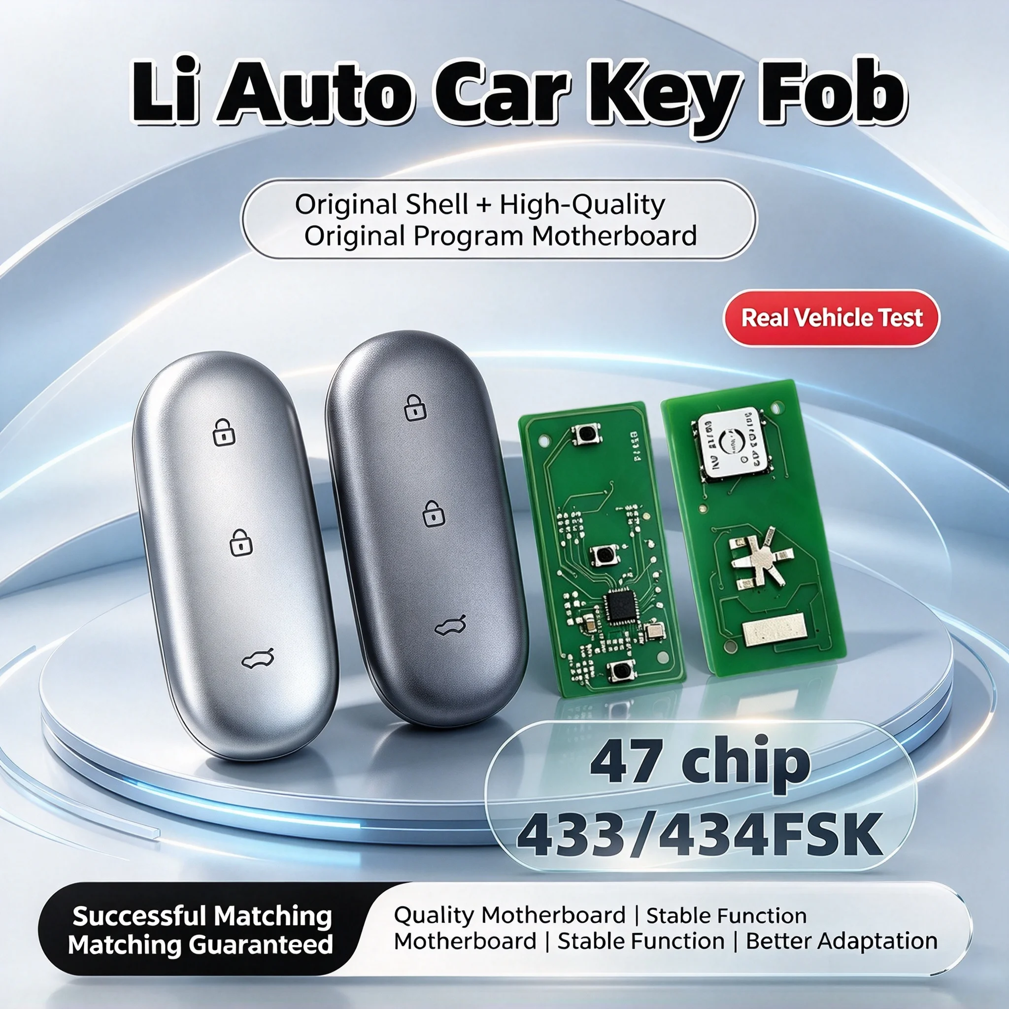 Smart Remote Key for Li Auto L6 L7 L8 L9, 47 Chip, 434/433FSK, Compatible with NXP-killer N0.60 Adapter