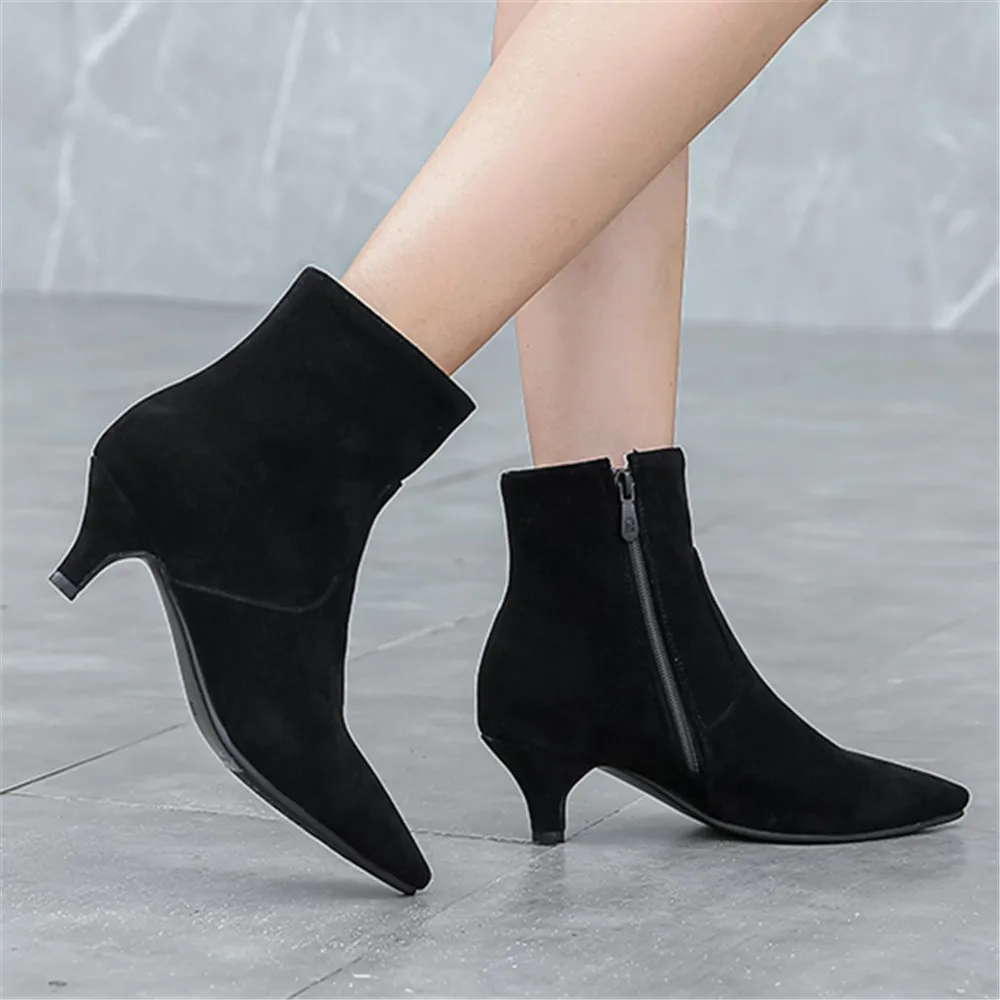 2025 Pointed Toe Stiletto Heel Women Boots Fashion Ankle Boots Women Shoes Zipper Cheap High Heel Boots Shoes Woman Size31 32 33