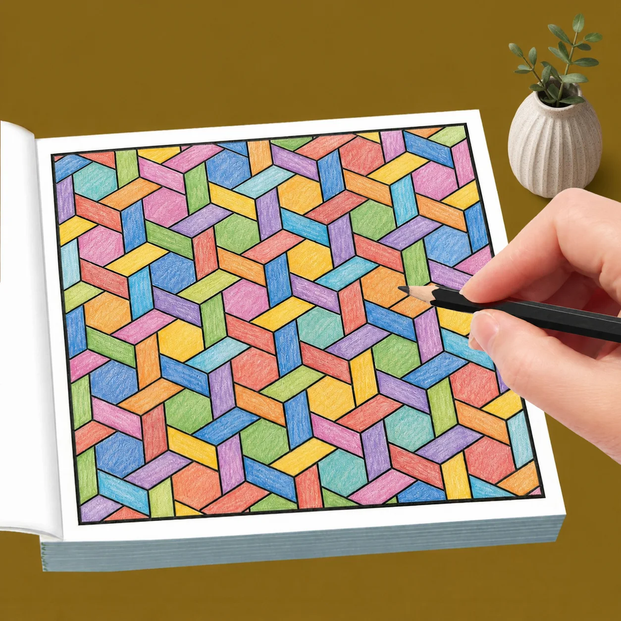 Geometric Patterns Coloring Book 28 Pages Abstract Tessellation Geometric Line Art Stress Relief Adult Relaxing Drawing Workbook