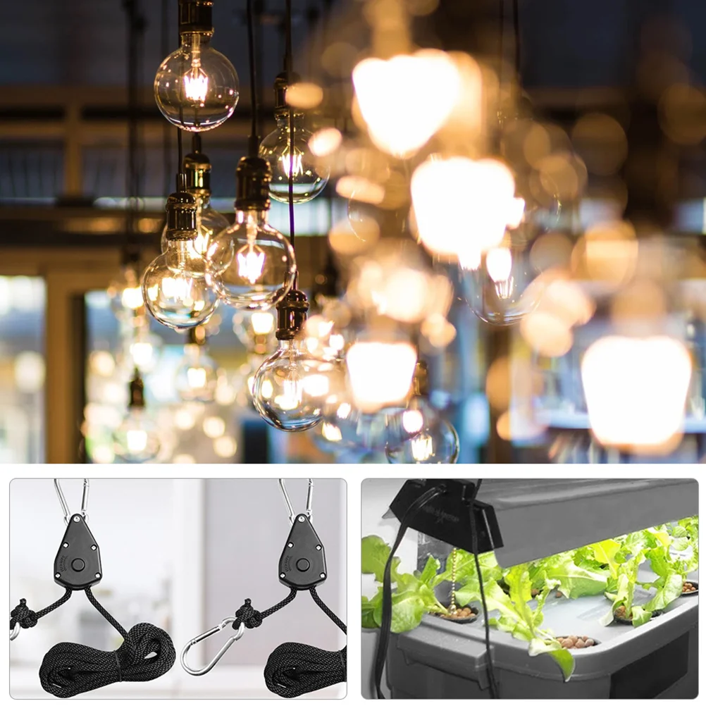 

6Pcs Plant Light Hangers Heavy Duty Adjustable Rope Lifters for Grow Lamps Garden Tent Fan Hanging Kit Metal ABS PP Material