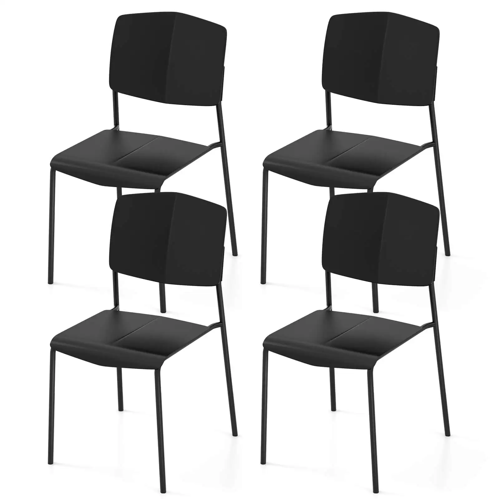 Dining Chair Set of 4 w/Ergonomic Backrest & Wide Seat Stackable Kitchen Chairs