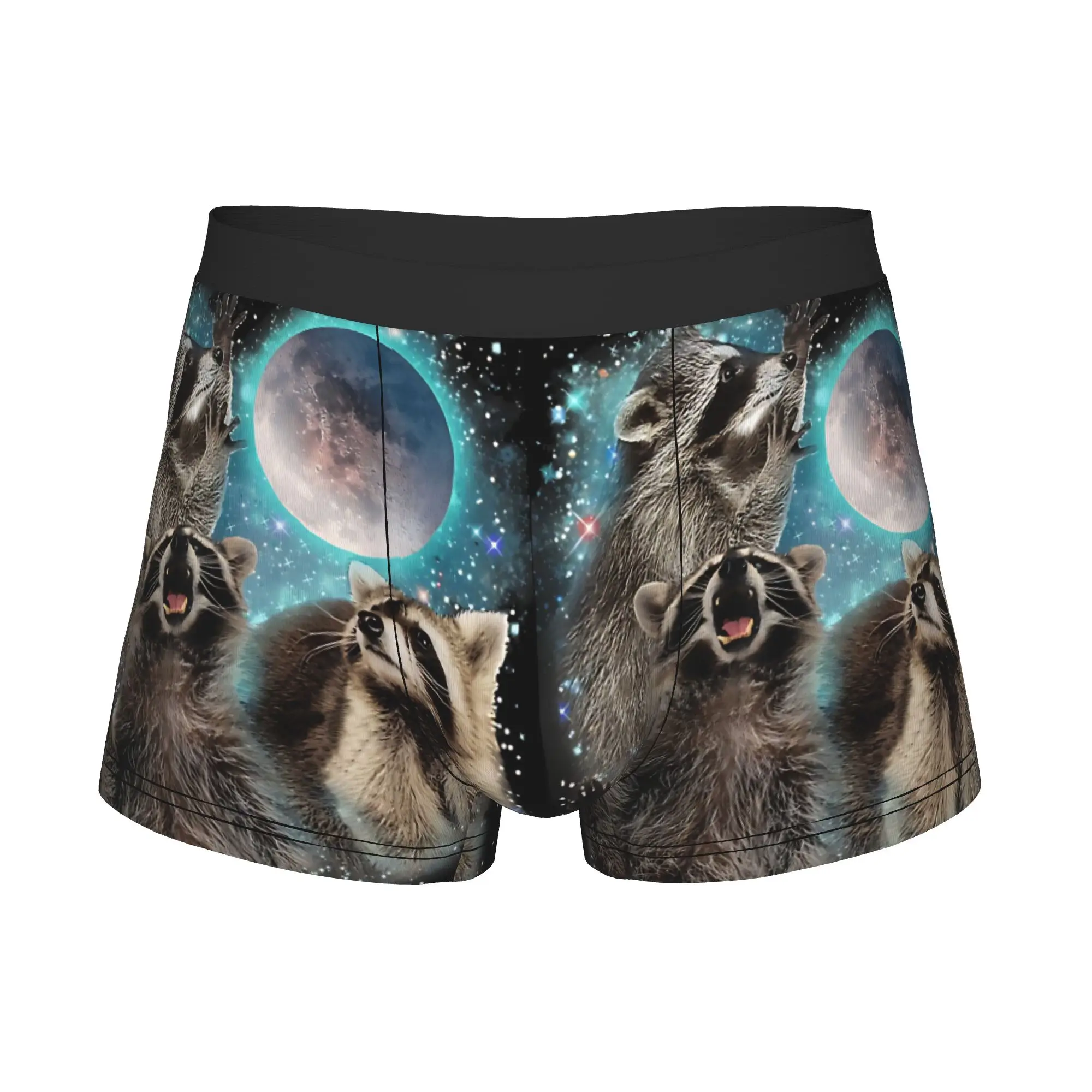 Anarchy 3 Racoon Moon Howling Head Funny   raccoon Underpants Homme Panties Men's Underwear Print Shorts Boxer Briefs view 3