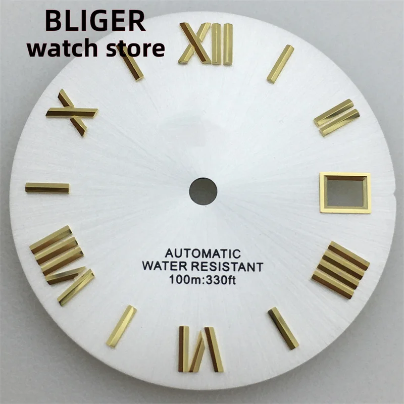 BLIGER/NO logo 29mm Sterile dial Black Gray Green Blue White Rome Number dial Suitable for NH35 NH36 movement