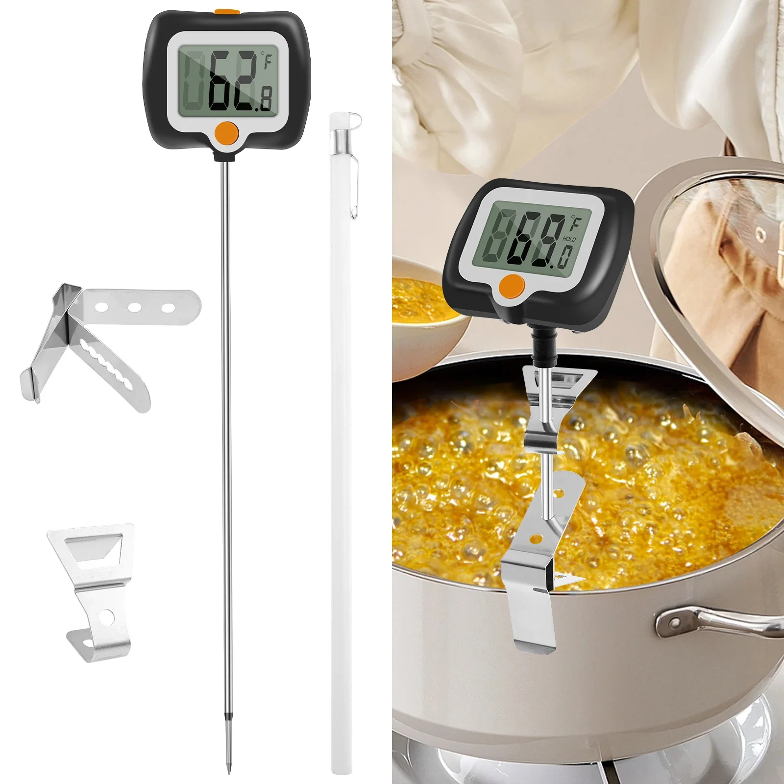 

Digital Candy Thermometer with Pot Clip Instant Read Food Thermometer Practical Candy Thermometer for Sugar Maple Syrup Cheese
