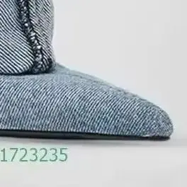 Jeans Ankle Boots Denim Flanging Women Stiletto Heel Pointed Toe Mid-Calf Boots Retro Blue Short-Tube Trouser Boots Large Size