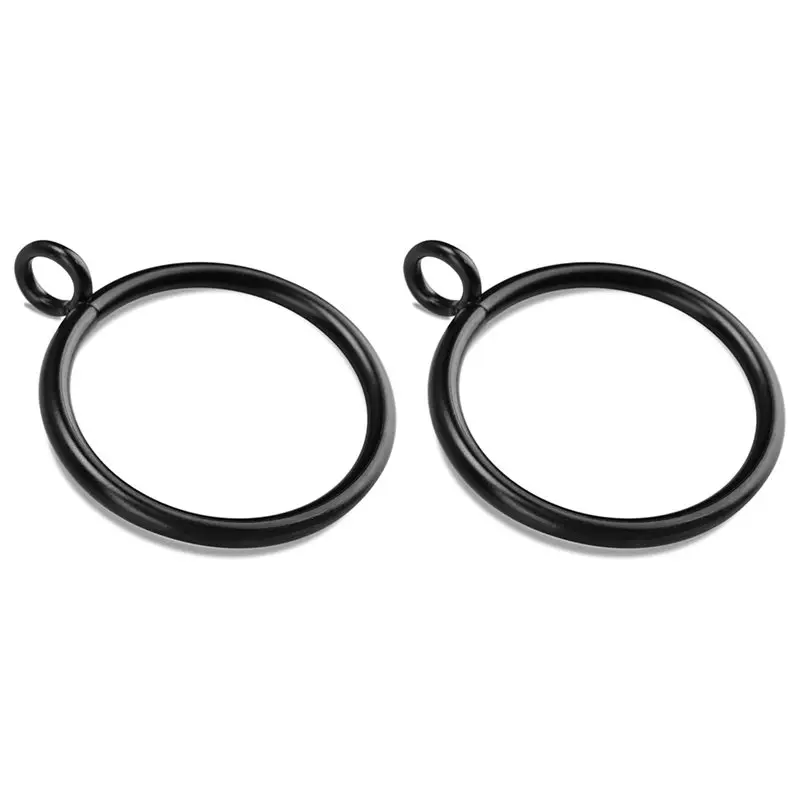 A03F-Black Curtain Rings(60 PCS), Eyelet Applicable Apply For Up To 1 1/4-Inch Curtain Rod- Drapery Rings(1.5 Inch) Included