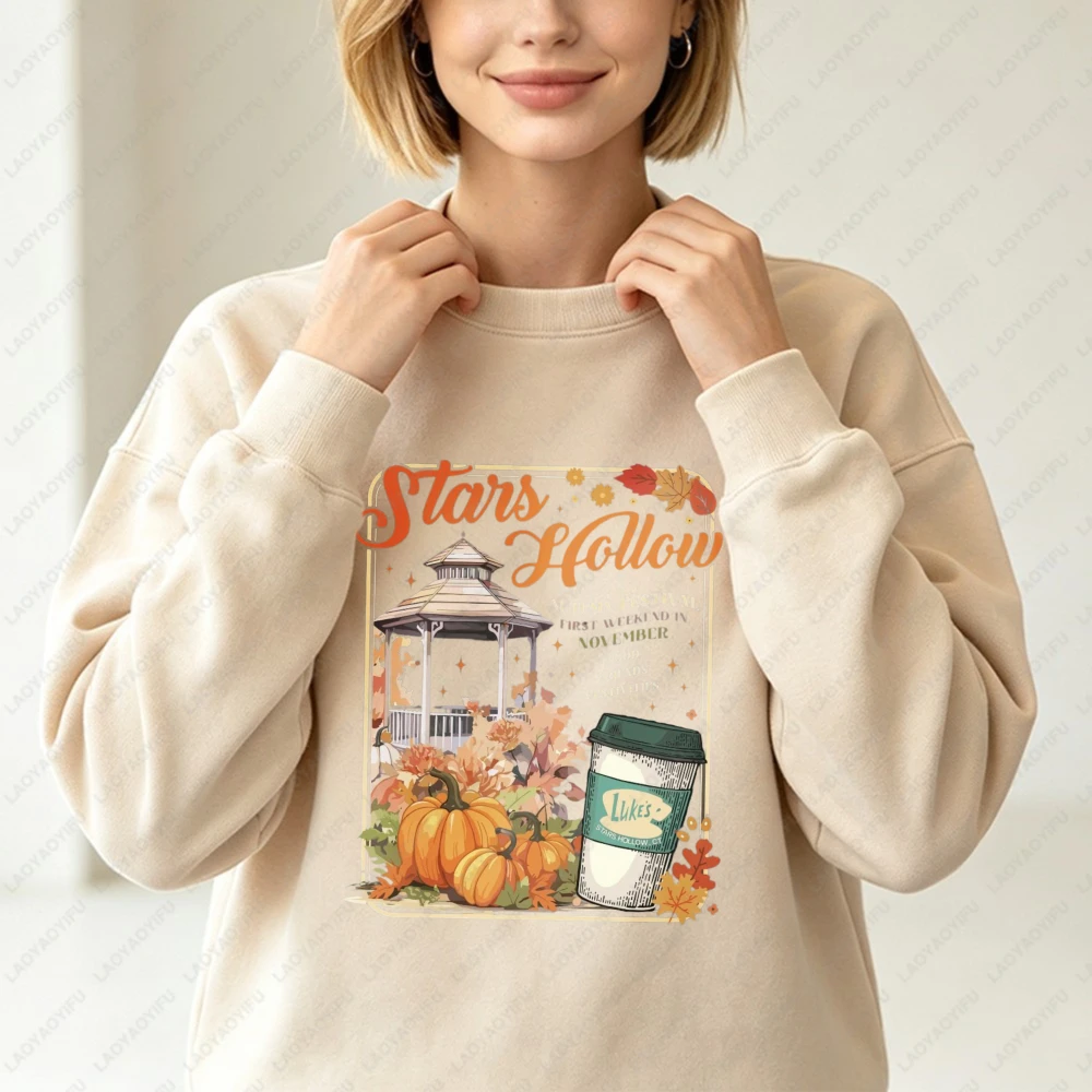 Stars Hollow Women Sweatshirt Fall Vibes Hoodie Luke's Diner Coffee Sweatshirt TV Show Merchandise Small Town Vibes Hoodies