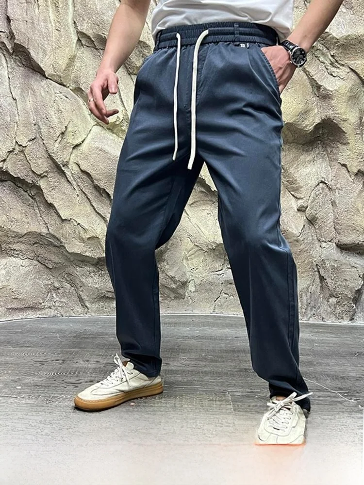 

Versatile Casual Pants Luxury Lyocell Blend Spring Summer Drapey High Elastic Breathable Youthful Sle Straight Leg Long Tro...