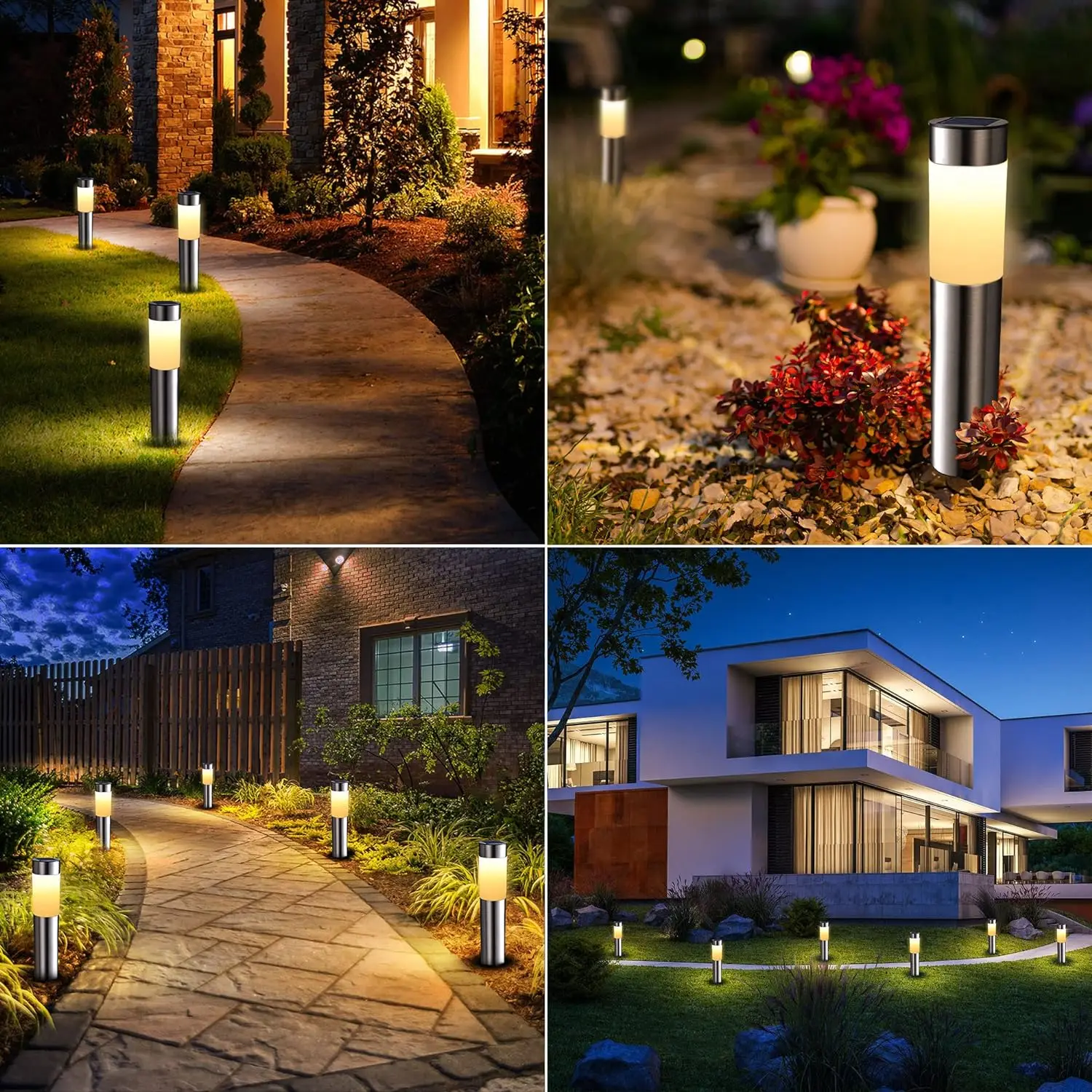 1/2/4/6/8 Pack Solar Garden Pathway Lights illuminazione a LED impermeabile per esterni spina a terra paletto luminoso per Patio giardino prato Yard