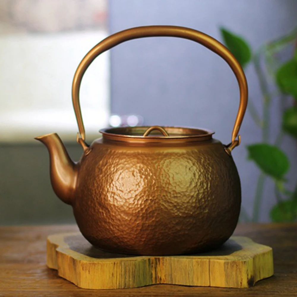 1.1L, Handmade copper pot, Pure red copper boiling water kettle, Household high-capacity teakettle, Health wellness boil tea pot