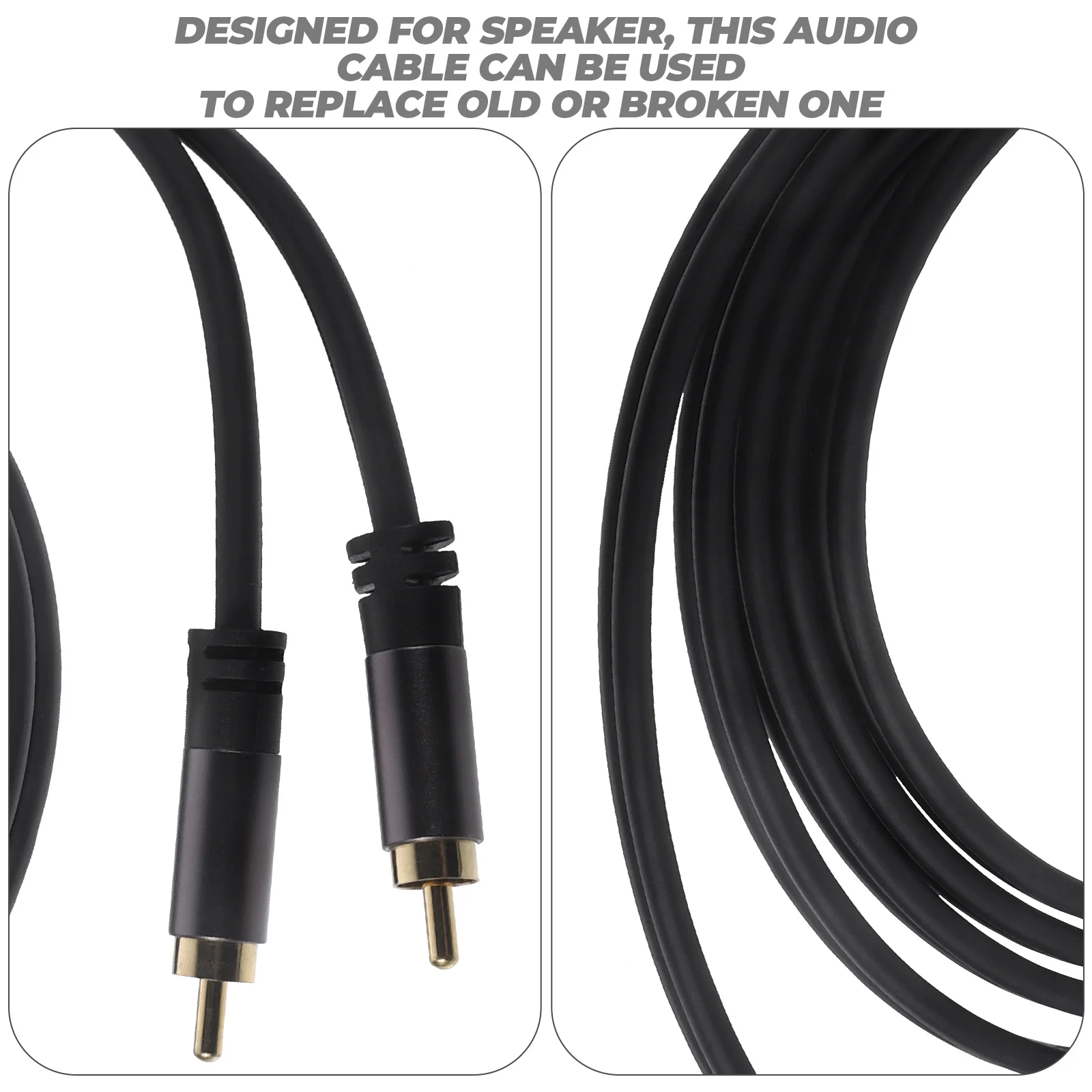 

2 to 2 Audio Cable 1 Meter Subwoofer Auxiliary Cord High Quality Oxygen-Free Copper Black for Speakers Automotive