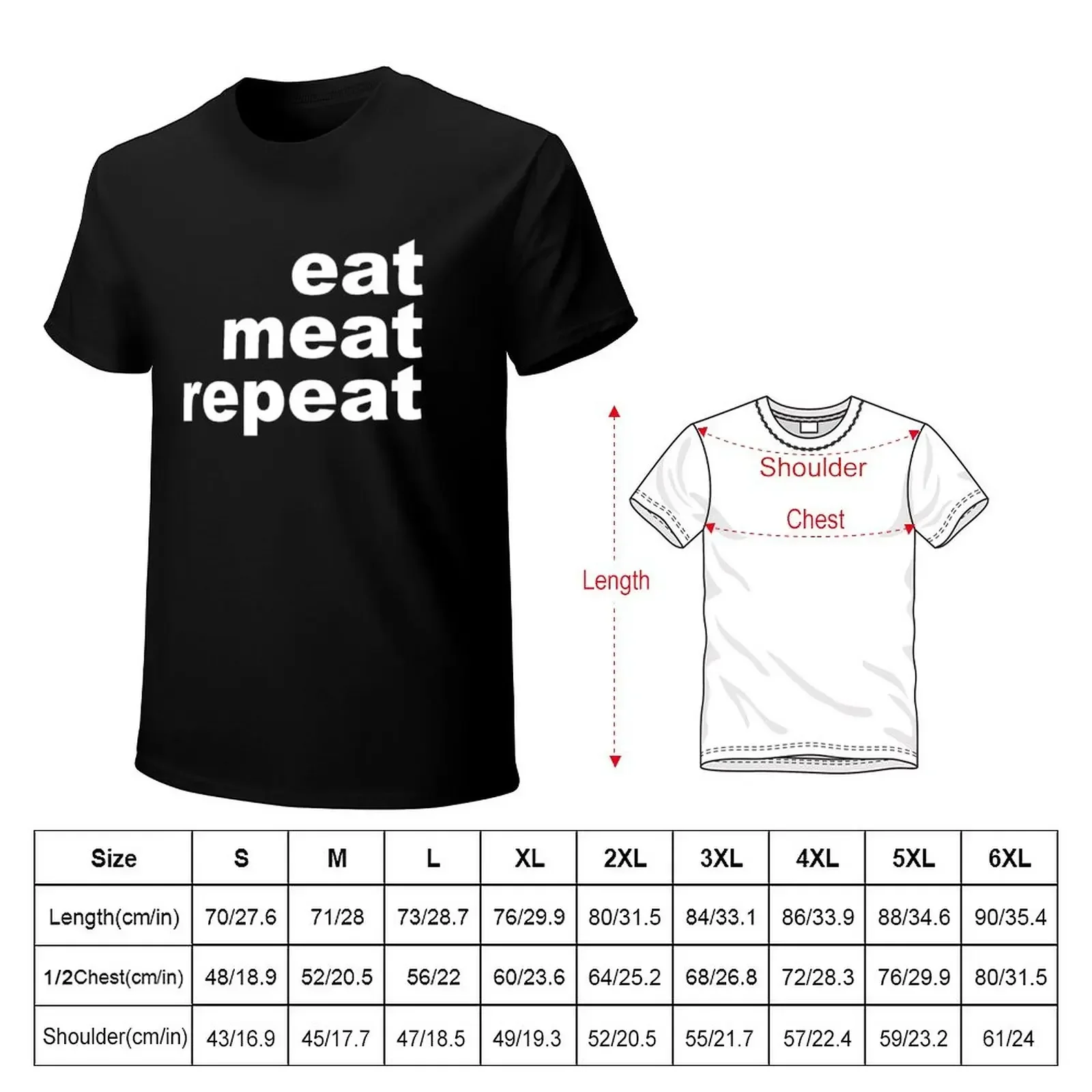 Eat Meat Repeat T-Shirt summer tops kawaii clothes anime mens clothing