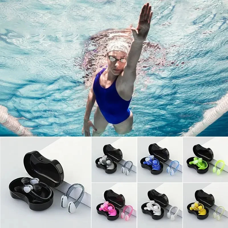 1/2pcs Silicone Earplug Nose Clip Suit Soft Swimming Earplugs Set Waterproof Anti-Noise Ear Plugs Diving/Surfing/Swimming