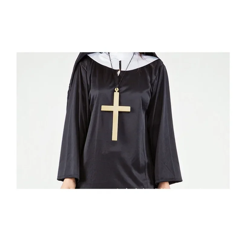 Costumi cosplay da prete per uomini di Halloween per vestiti da donna Carnevale suora abiti lunghi abbigliamento da chiesa religiosa cattolica missionario