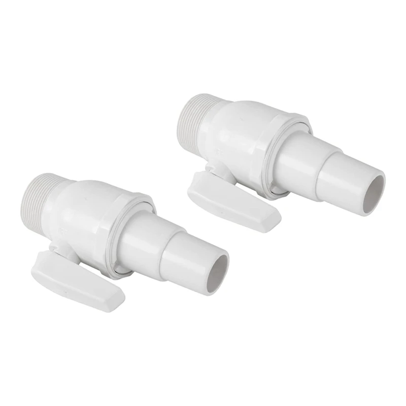 2 Pack Way Ball Valve White 1.5Inch MIP X 1.52Inch For Hayward Econoline PN. SP0729 Swimming Pool Two-Way Ball Valve