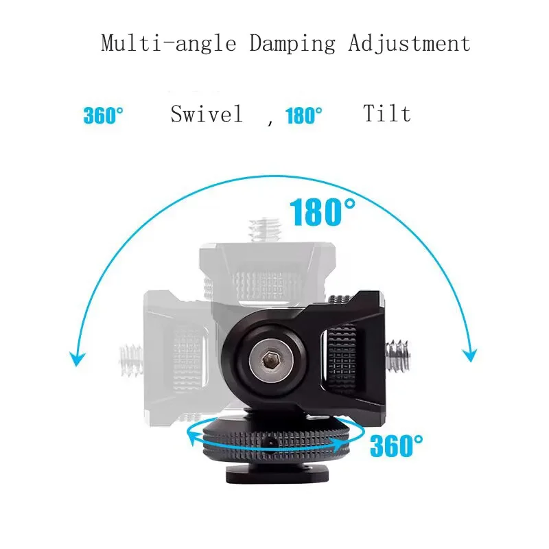 PyroGraphy 360°Swivel&180°Tilt Cold Shoe Style Monitor Mount Damping Adjustment for DSLRCamera Cage Monitor LED Light Microphone