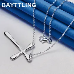 New Punk 925 Sterling Silver 16-30 Inches Fine Cross Necklace For Women Men Fashion Charm Wedding Gift Jewelry Accessories