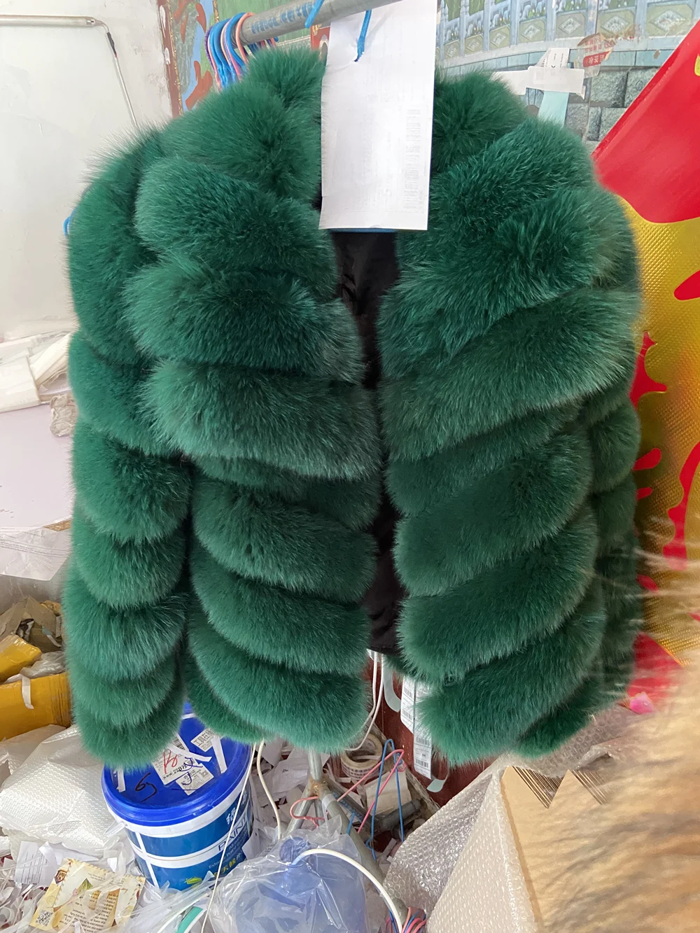 QUEENTINA Winter New Women's Real Fox Fur Coat With Collar Overcoat Leather Female Natural Plus Size