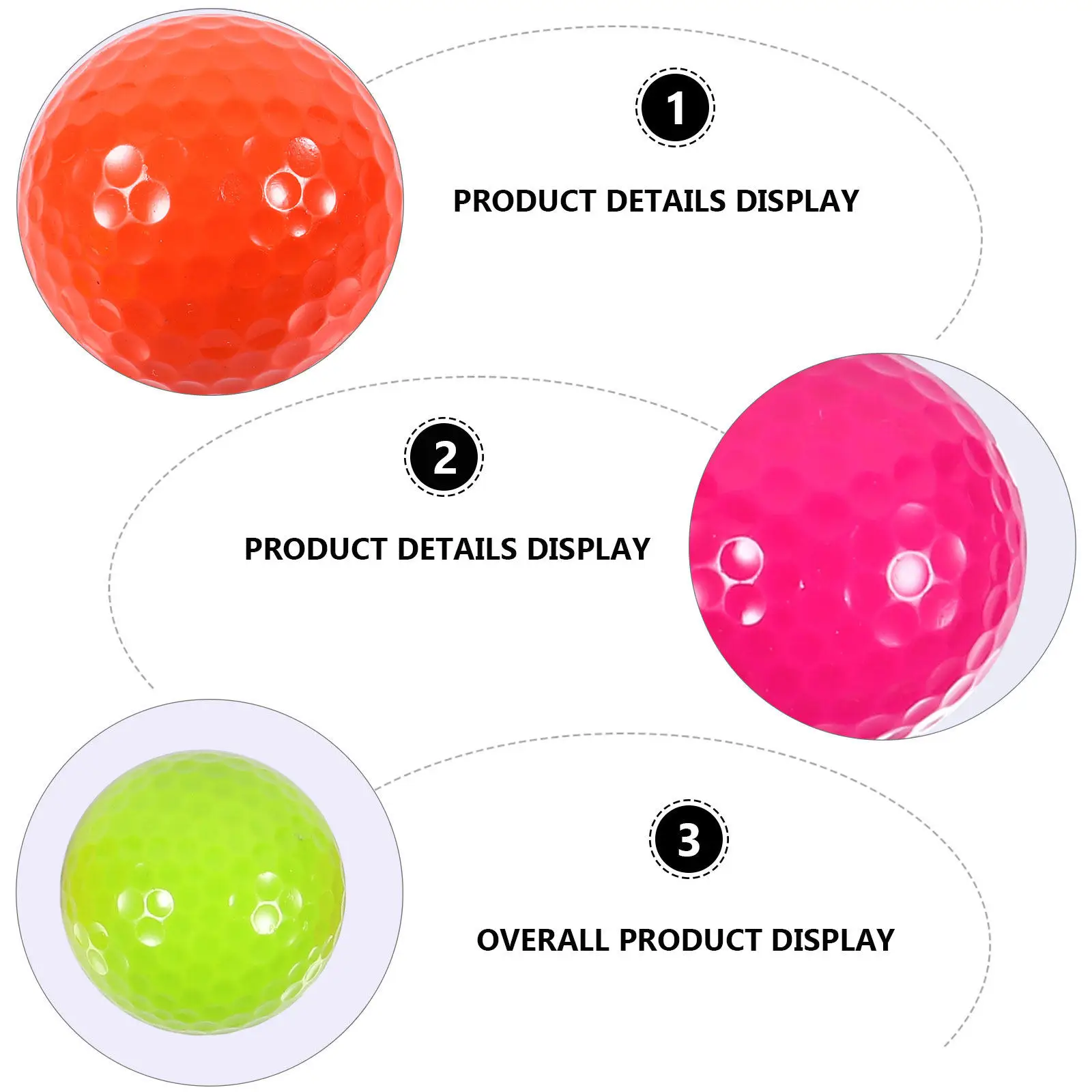 

5 шт. легких мячей для гольфа из синтетической резины, разноцветные тренировочные мячи для начинающих, для использования в помещении и на улице