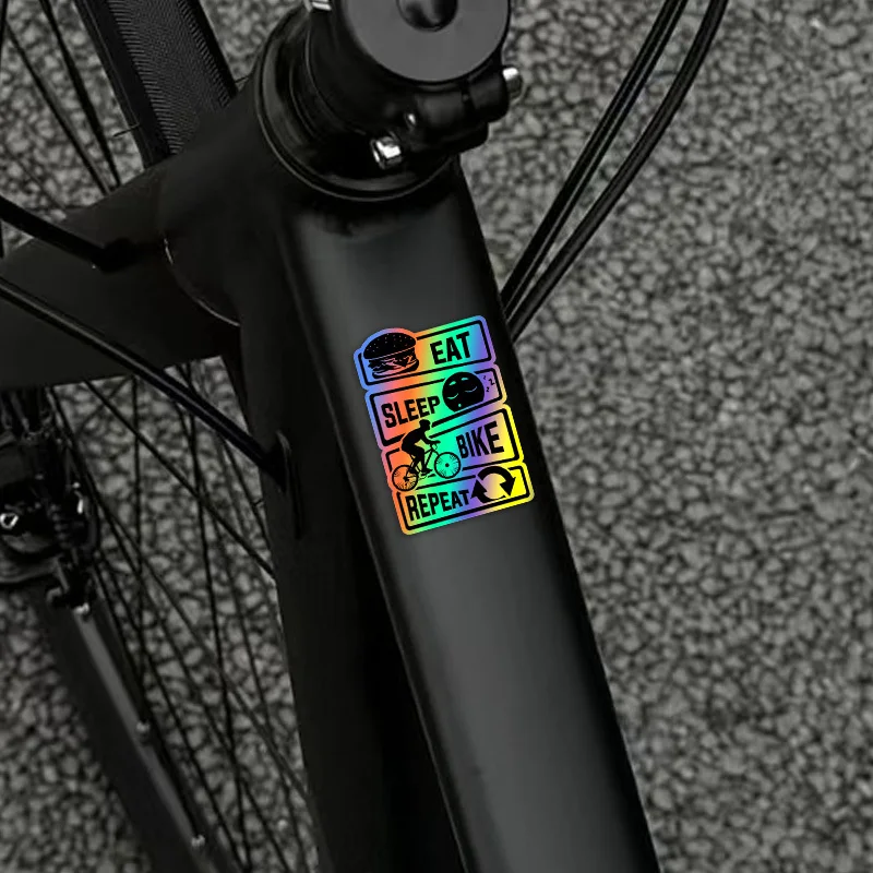 1 piece for eating, sleeping and riding, repeated cycles, bicycle sticker, suitable for outdoor mountain bike frame, upper tube,