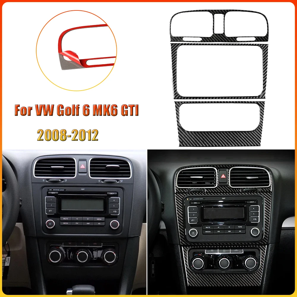 

Для VW Golf 6 MK6 GTI 2008-2012 авто из углеродного волокна, центральное выходное отверстие для компакт-дисков, декоративная наклейка, декор интерьера автомобиля