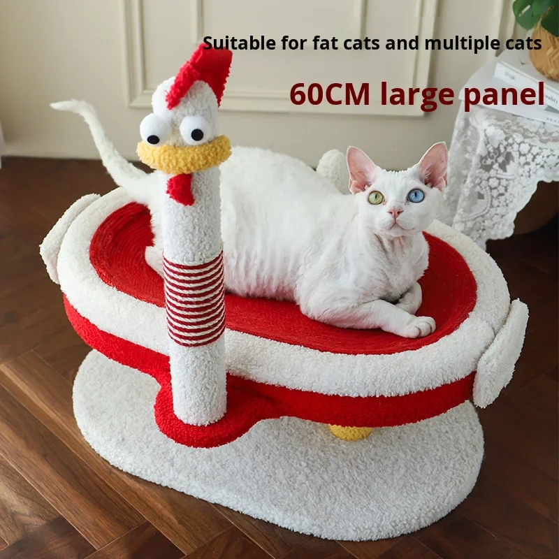 

Cat Tree with Scratching Posts Chicken-Shaped Climbing Frame Hemp Rope Perch Platforms for Indoor Cats