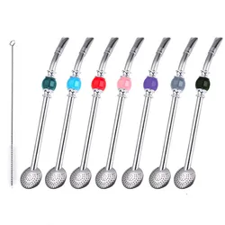Pajita de acero inoxidable para beber, filtro de té, utensilio lavable, reutilizable, para Yerba Mate, calabaza