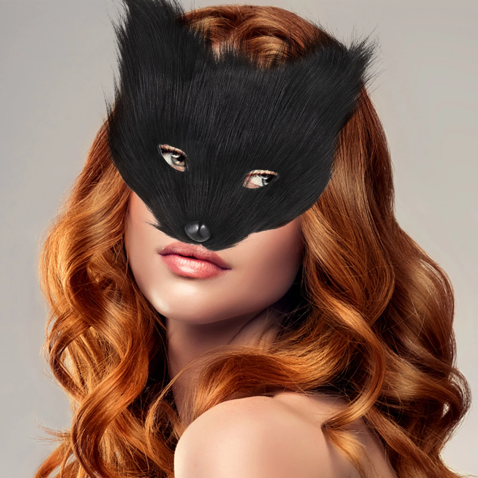 

Half-faced Animal Mask Fox Costume Blank Cosplay Masks Masquerade Plastic Halloween Men and Women