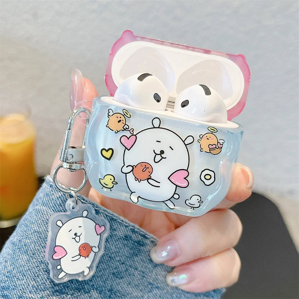 한국 INS 귀여운 백곰 헤드폰 케이스 에어팟 4 3 2 에어팟 프로 2 커버 이어폰 실리콘 귀여운 펀다 보호 커버