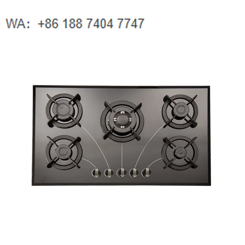 Black Tempered Glass Gas Cooktop, Sleek Built-in Design, Easy Clean Surface for Modern Minimalist Kitchen